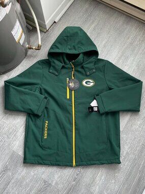 Green / Yellow Deadstock / Brand New NFL / Green Bay Packers Windbreaker Jacket